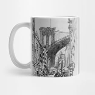 City sketch of New York with a view to Brooklyn Bridge Mug